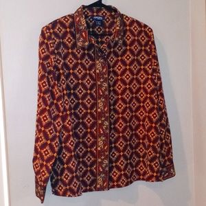 Vintage Jordan Blue Label Medallion Print Pattern Blouse XL